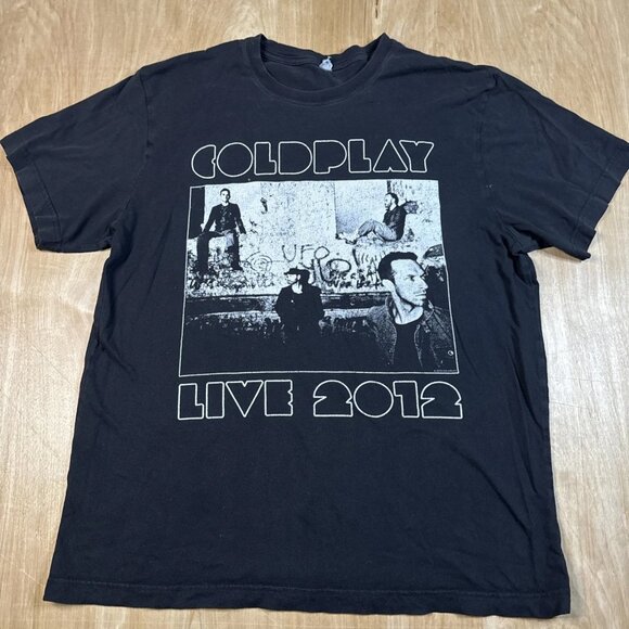 Coldplay Shirt Mens Large Black Live 2012 Concert Tour Band Rock Graphic - Picture 1 of 7